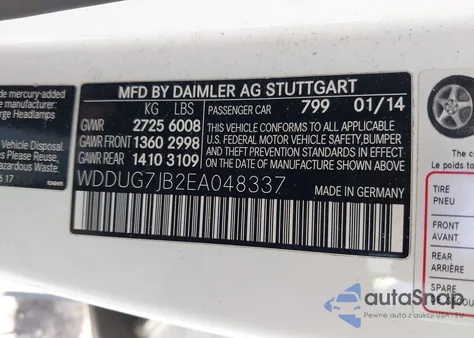 2014 Mercedes-Benz S 63 Amg 4Matic z USA, uszkodzony, nr VIN WDDUG7JB2EA048337